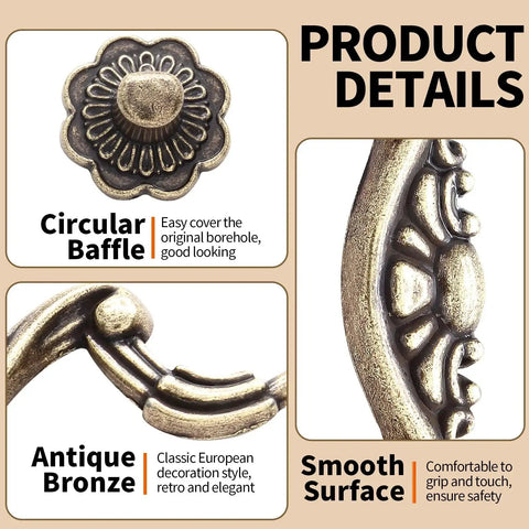 Product details of Antique Bronze Drop Drawer Pulls Set Of 4 With 3-Inch Hole Spacing Drop Bail Cabinet Handles for elegant decor.