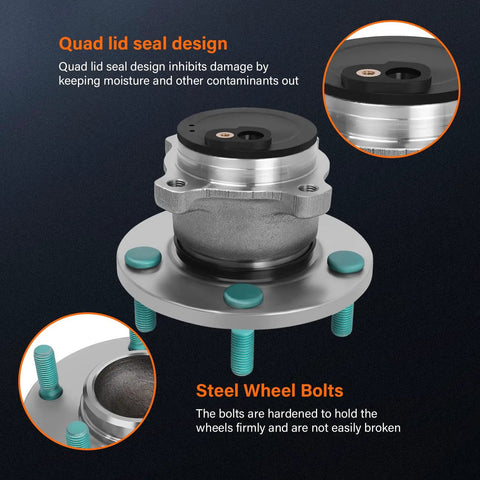 Rear Wheel Bearing And Hub Assembly 512347 For Mazda 5 2006 2017 ABS Models And Mazda 3 2004 2013 ABS Models, showing quad lid seal and steel bolts