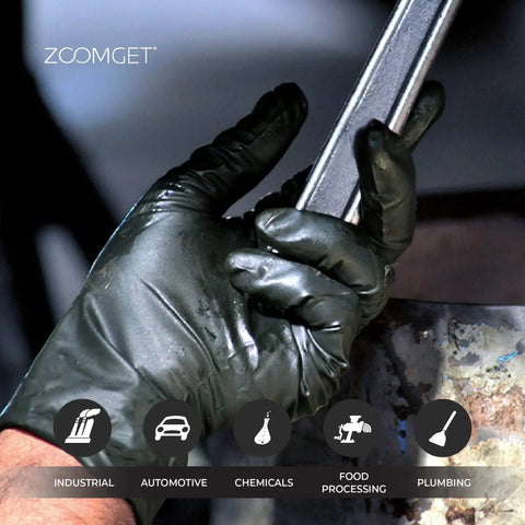 Black Nitrile Disposable Gloves 3 Mil Powder Free Food Safe X Large Box Of 100 used in industrial setting