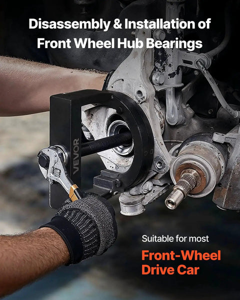 Master Wheel Hub And Bearing Remover And Installer Kit used on front-wheel drive car during installation process