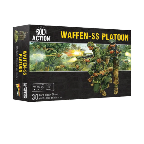 Box of 30 Piece Mid To Late War Waffen-SS Grenadiers Plastic Miniatures For Bolt Action WW2 Tabletop War Gamers