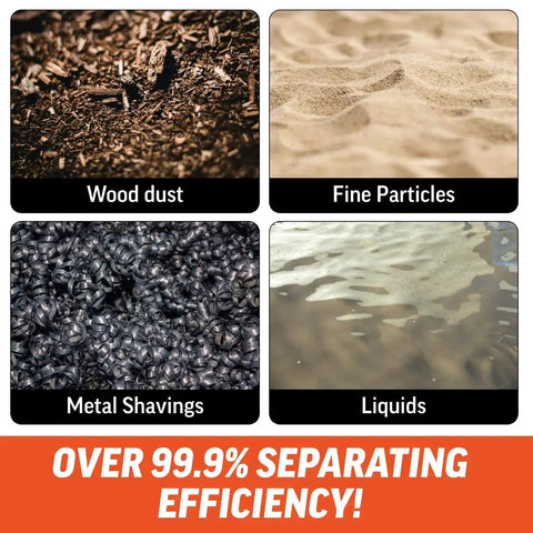 Over 99.9% separating efficiency of low profile dust separator pro grade for your shop vacuums with high flow 90 degree sweep elbows