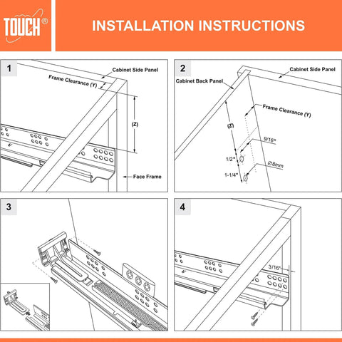 Installation guide for Rear Mounting Brackets For Undermount Drawer Slides In Face Frame Cabinets That Securely Support Soft Close Glides 5 Pairs 10 Pieces Durable Plastic Construction Up To 75 Pound Load Capacity Built To Last For A Heavy Duty Cabinet Update TCH 23104.