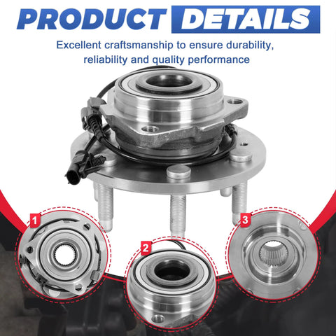 4WD Front Wheel Hub Bearing Assembly With ABS For Chevy Silverado Suburban Tahoe Avalanche Escalade GMC Yukon 1 PC OE Replacement 515096 WE60747 BR930661 25918329