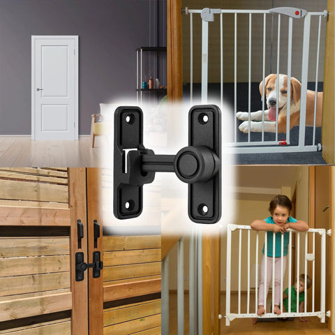 Sliding Barn Door Lock Latch Hardware 90 And 180 Degree Dual Slide Lock for Home Security Doors in Bathrooms, Bedrooms, Zinc Alloy