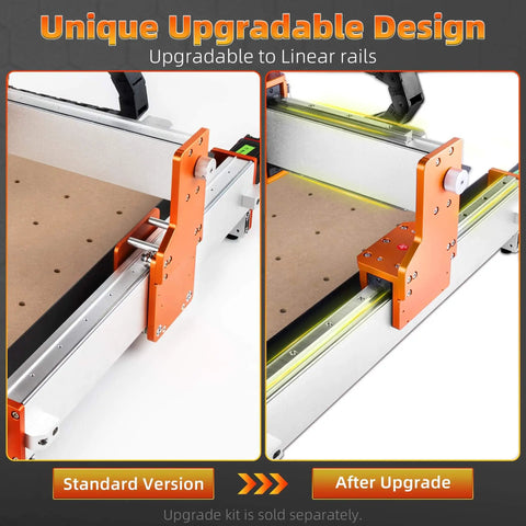 Pro Grade CNC Router XE PRO 3 Axis Engraving Milling Machine With Ball Screws upgradeable to linear rails, comparison view