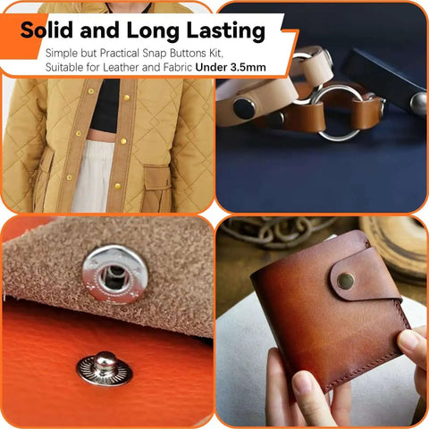 Dope All In One Leather Snap Tool Kit With 40 Silver 15mm Snaps Hole Punch And Snap Press Pliers showcasing usage examples