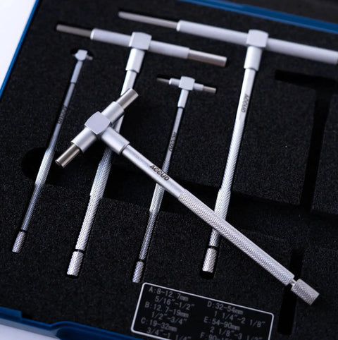 Telescoping Bore Gauge Set Five Sixteenths To Six Inches With Satin Chrome Finish T Bore Gauges Self Centering System Set Of Six Pieces