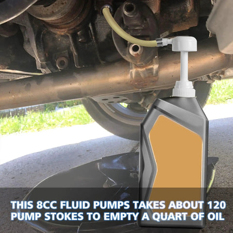 Quart Fluid Pump With 10cc Stroke And Third Hand Adapter For Transmission Fluids in use under vehicle