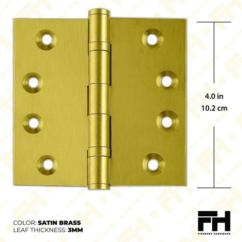 Built Tough Heavy Duty Ball Bearing Door Hinge Set 4x4 Inch Solid Brass Hinges Satin Brass Finish 12 Pack For Interior And Exterior Doors