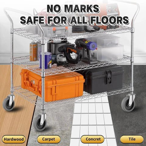 4 Inch Caster Wheels Set Of 4 With Standard Course Threaded Stem And One And A Half Inch Shaft Heavy Duty TPR Swivel Casters