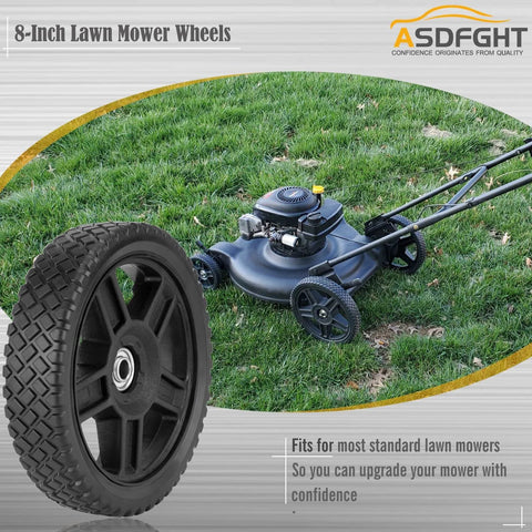 2 Pack 8 Inch Lawn Mower Wheels With Inner And Outer Bearings Fits Most Standard Push Mowers Includes Bolts And Nuts