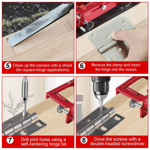 Pro Grade Aluminum Door Hinge Template Jig For Router, Adjustable Mortise Fits 2.5 To 5 Inch Hinge Span, CNC Machined 6061 Aluminum