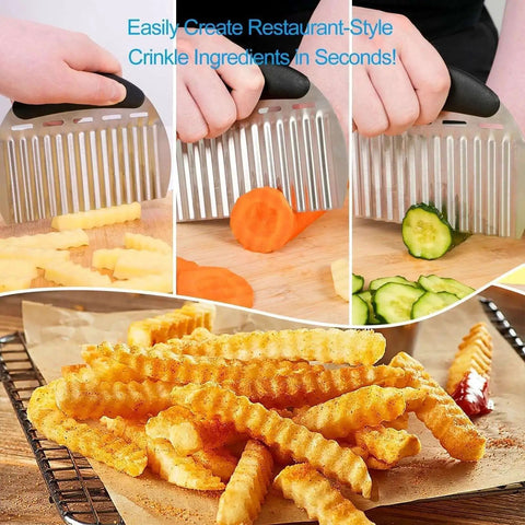 Two Pack Large Crinkle Cutters Heavy Duty Stainless Steel Crinkle Cutter With Ergonomic Non Slip Handle for slicing vegetables