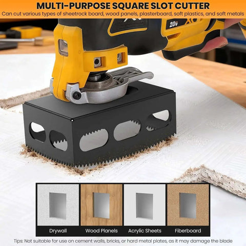 Pro Grade Drywall Outlet Cutter Tool Square Slot Cutter for Most Oscillating Tools cutting drywall edge, black