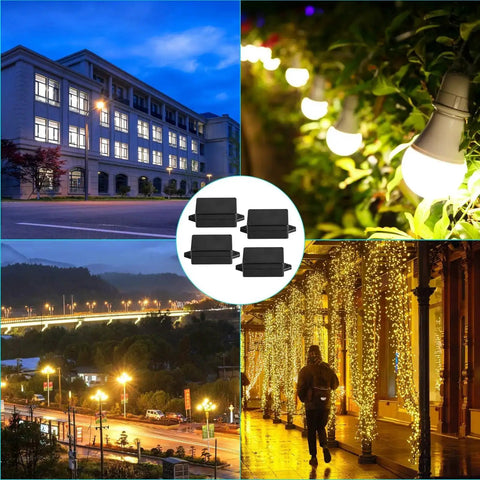 4 Pack IP65 Waterproof Junction Box with fixed ear for outdoor lighting, featuring durable ABS plastic enclosures for electronics.