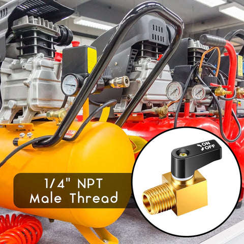 Tondiamo air compressor valve, mini brass ball-type drain valve, 1/4 inch NPT male x female, set of 2.