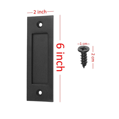 Sliding Barn Door Finger Pull Black, 6 Inch Solid Steel Flat Bottom Handle With Self Tapping Screws, Easy to Install