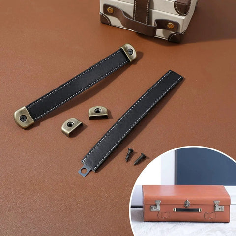 Two Leather Handles For Drawers Cabinets And Luggage With Mounting Screws Leather Strap Handle For Suitcases Trunks And Furniture