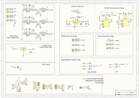 Schematic diagram of Pro Grade BLDC Motor Controller For FOC Shields with Hall Sensor and IR2104 Gate Drivers, Arduino and STM32 compatible