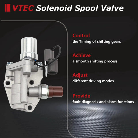 VVT Solenoid Replacement For 1998-2002 Honda Accord 2.3L 1998 Odyssey 2.3L 1998-1999 Acura CL 2.3L displayed next to features.