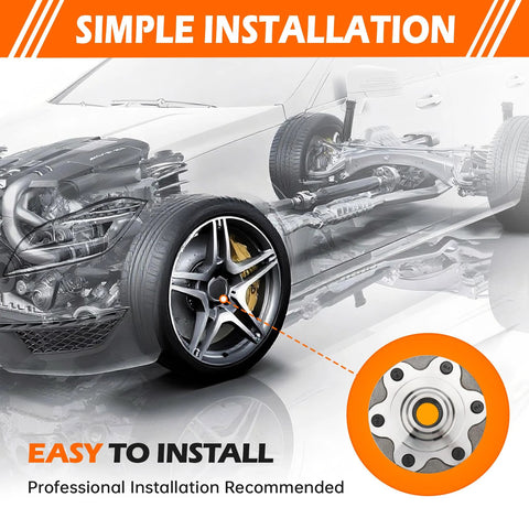 Diagram showing easy installation of 4X4 Ready Front Wheel Bearing Hub Assembly For Toyota 4Runner Sequoia Tacoma Tundra 1995 2004 1998 2002 2001 2007 6 Lug Passenger Or Driver Side Replacement Hub 43502-35160 43502-04030 43521-35010 90369-54002 90080-36071 90369-54001