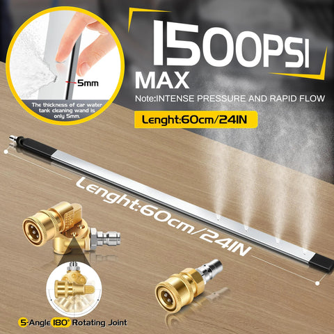 60cm stainless steel radiator cleaning wand with brass adapters for 1500 PSI water/air cleaning