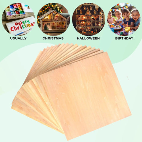 Forty Pack 12x12 Inch Basswood Sheets 3mm Unfinished Wood For Crafts Diy Ornaments Laser Cutting Model Engraving