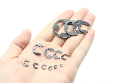 Metric E Clip Retaining Ring Kit By BinifiMux 225 Pieces 15 Sizes Ranging 1.2mm To 15mm Black Steel Snap Ring Assortment