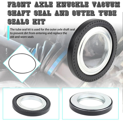 Front Axle Knuckle Vacuum Shaft Seal And Outer Tube Seals Kit for 2005-2019 Ford F-Series Super Duty, detail view of seals