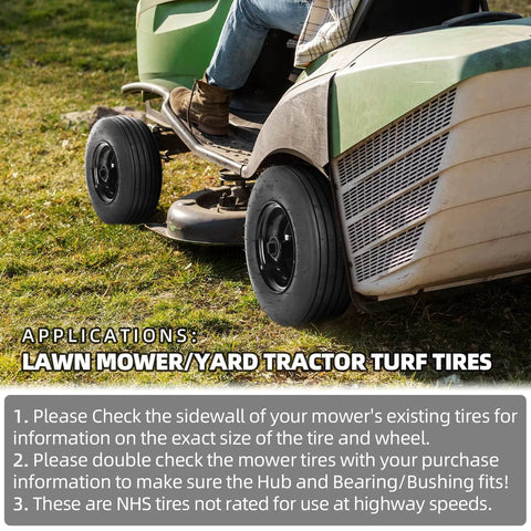 11x4.00-5 Tire And Wheel Assembly For Lawn Mowers And Turf Tractors with Tube 4 Ply installed on a lawn mower