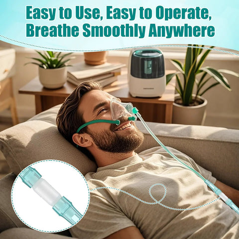 Geiserailie oxygen tubing swivel connector, 10-pack, clear teal plastic, 360° rotation for home oxygen concentrator