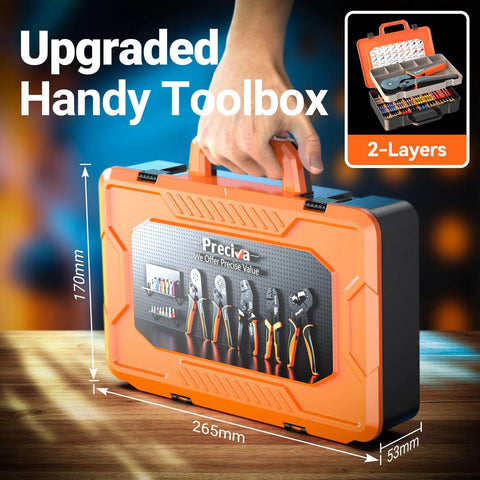 All In One Ferrule Crimping Tool Kit With Self Adjusting Ratchet For AWG 28 To 5 Ferrules And 1275 Pieces in orange case