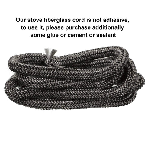 Boao wood stove door gasket rope, graphite-impregnated fiberglass, 1/2 x 84 in, black braided coil