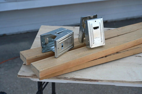 Galvanized 2x4 Sawhorse Brackets Set Of 4 For Durable Sawhorses Ideal For Woodworking And Construction on lumber