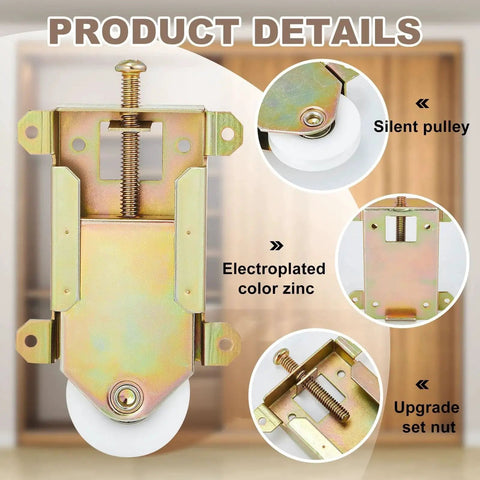 4 Pcs Sliding Mirror Closet Door Roller Wheels Replacement Assembly 2-5/16 Inch Mounting, close-up of mechanism and parts