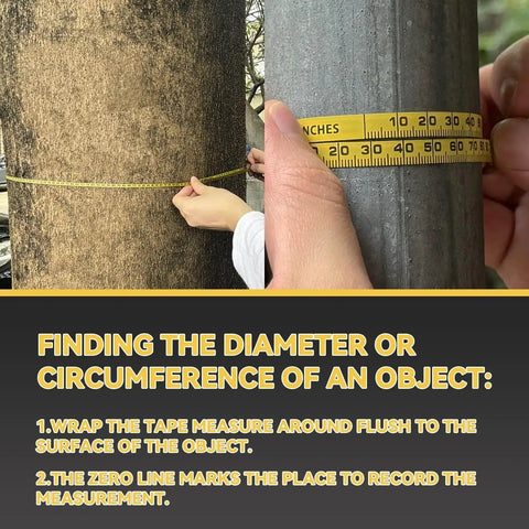 Using the Diameter And Circumference Tape Measure With Locking Push Button Imperial And Metric 82 Inch And 214 Cm Double Sided Blade