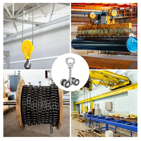 Four Wheel Trolley Assembly Rollers With Silent Strut Solid Steel Construction for 1-5/8 Inch Strut Channels in industrial setting