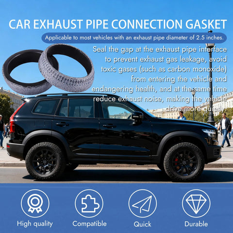 Two 2.5 inch graphite exhaust donut gaskets, set of 2 for car exhaust manifolds, high-temperature, Amazon brand.