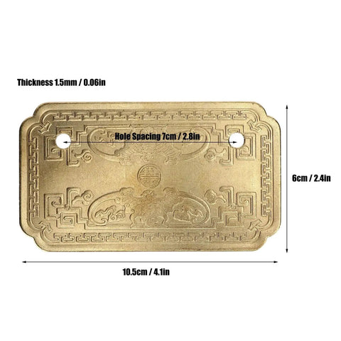 Backplate for Vintage Brass Drawer Pulls Handles Set For Cabinets Dressers Nightstands And Closets, showing dimensions and thickness