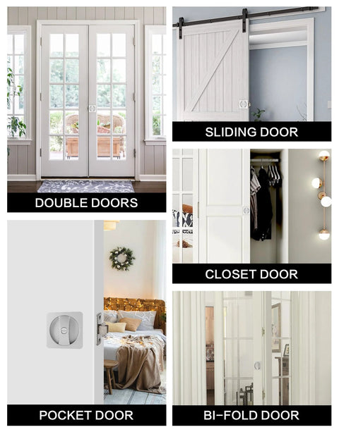 A variety of doors including double, sliding, closet, pocket, and bi-fold doors, showcasing different interior door styles.