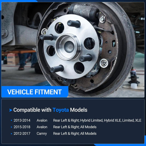 Rear Wheel Hub And Bearing Assembly Kit For Toyota Camry 2012-2017 And Avalon 2013-2018 With 5 Lug ABS 152mm Flange 67.5mm Offset installed