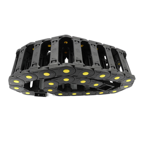 R55 Nylon Drag Chain Cable Carrier 0.98 x 3.03 in 25 x 77 mm, 1 Meter Length, flexible cable chain for industrial cable management.