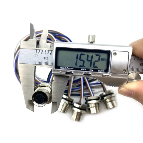 Caliper measuring diameter of 2Pcs 0.5 Meter M12 5 Pin A Coded Female Front Mount Connector Cable IP67 Waterproof UnShielded