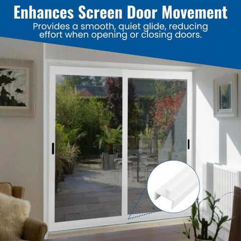 Vinyl Sliding Screen Door Track 72 Inch White Replacement Bottom Rail for patio doors view installed in living room