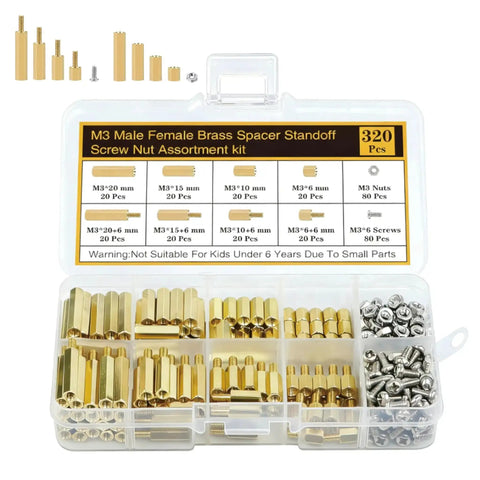 330 Pcs M3 Brass Standoffs And Screws Nuts Kit for DIY PC Build Raspberry Pi Projects with hex spacers in various lengths