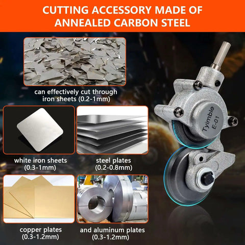 Electric Drill Plate Cutter Attachment for Metal Cutting with annealed carbon steel, suitable for iron sheets, steel, aluminum