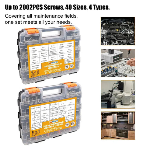 2002 PC Hardware Assortment Kit With SAE And Metric Stainless Steel Screws Nuts Bolts And Washers in organizer box, DIY use images