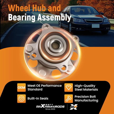 Rear Wheel Bearing And Hub Assembly 512353 For Honda Accord 2008 2012 And Acura TSX 2009 2014 5 Lug With ABS in front of car