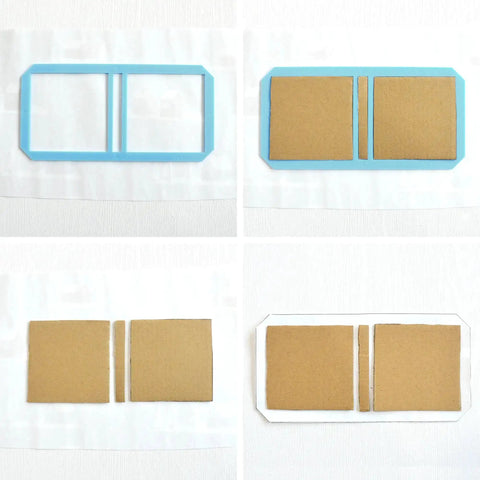 9 Piece Bookbinding And Scrapbooking Tool Kit For Beginners With Stencil Templates And Cutter Guides, two brown cardboard pieces.